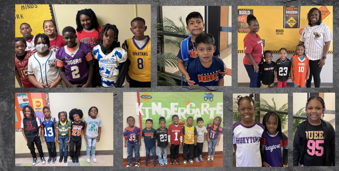 Students Dressed in Team Jerseys