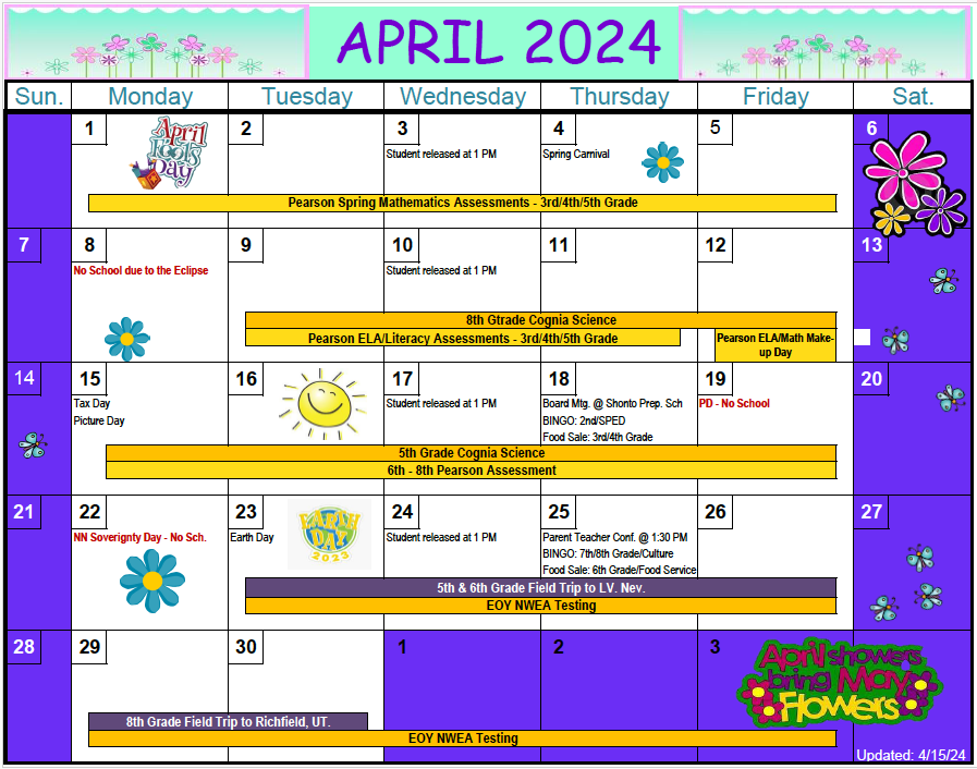 Activity Calendar April 2024