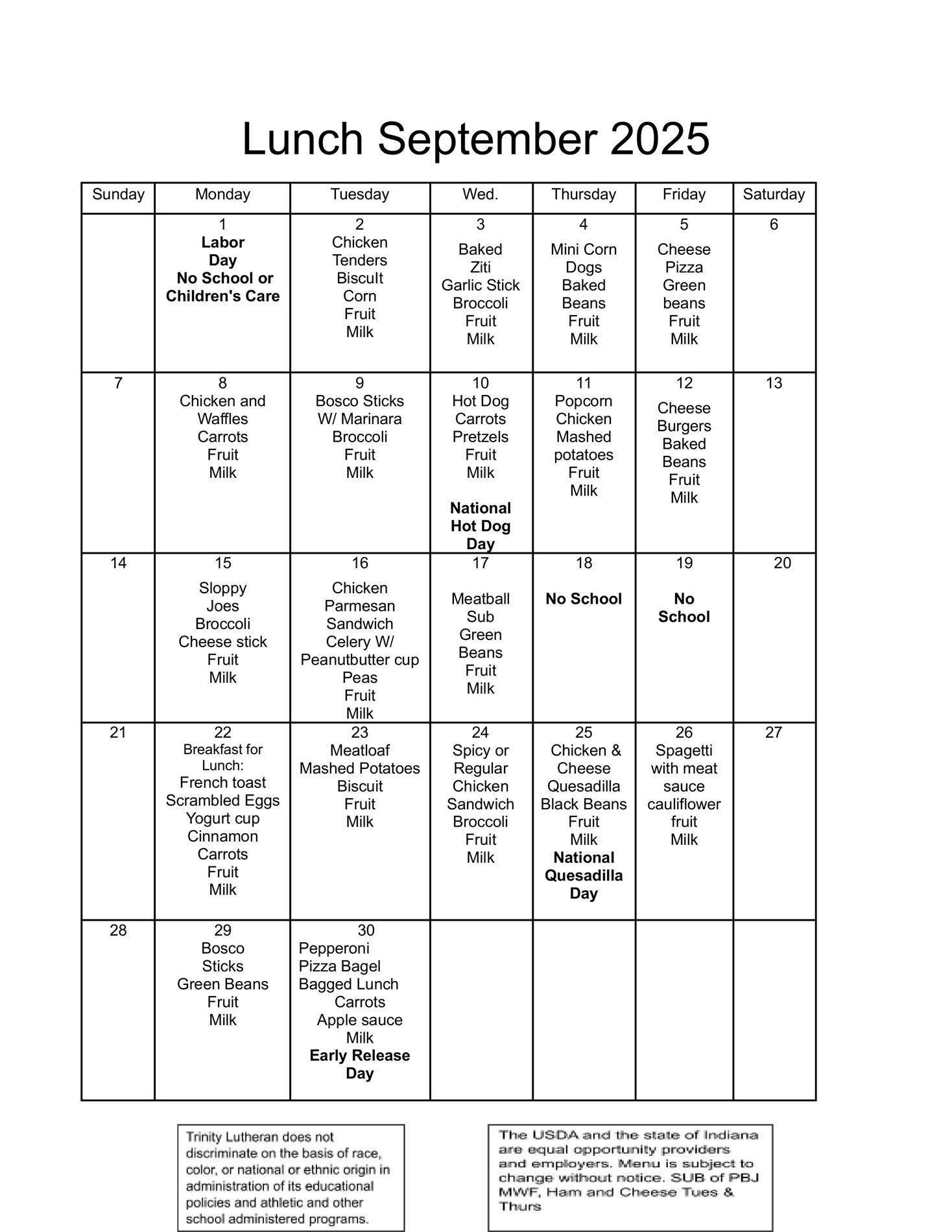 Lunch Menu