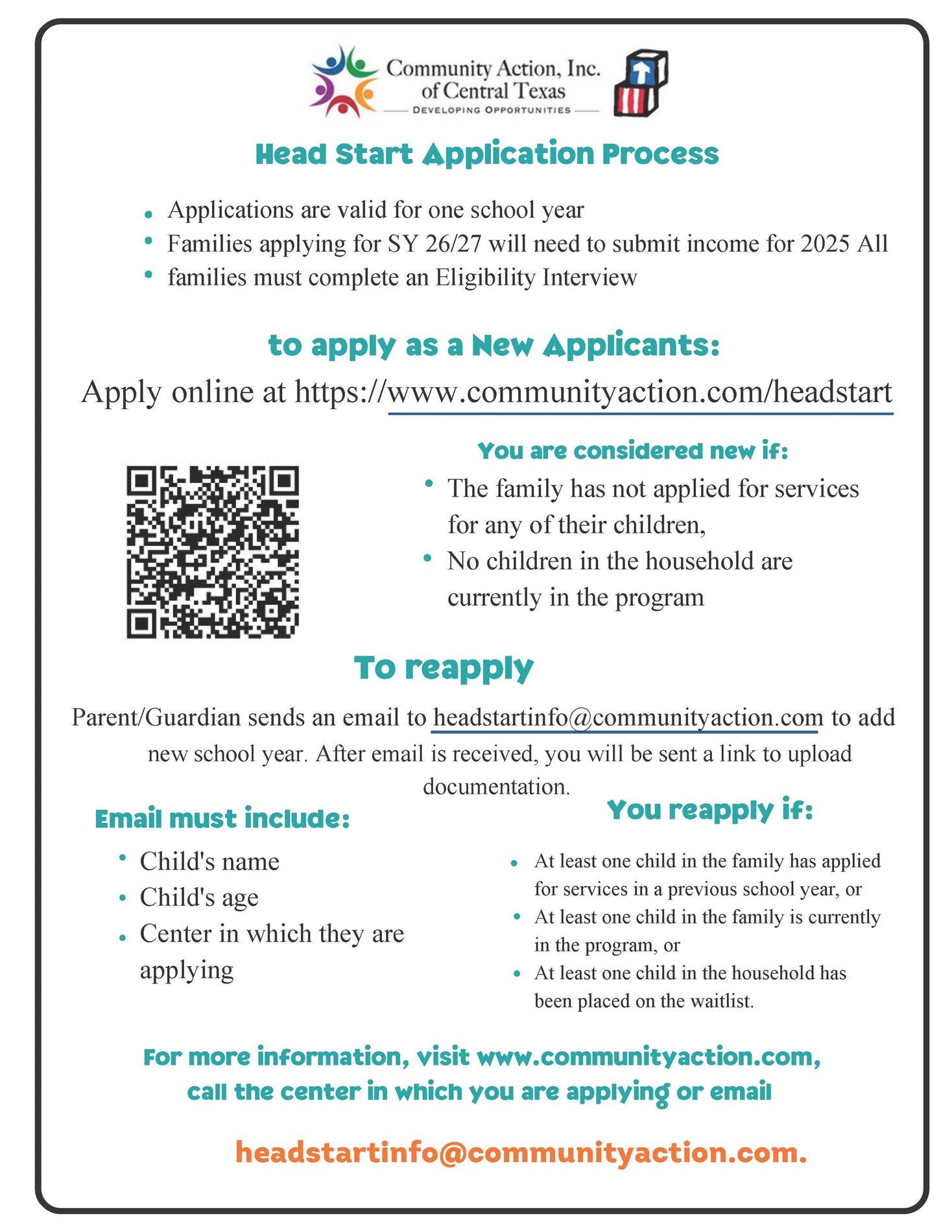 Head Start Annual Application Process 2026-2027