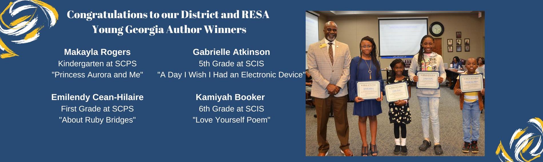 Congratulations to our District and RESA  Young Georgia Author Winners