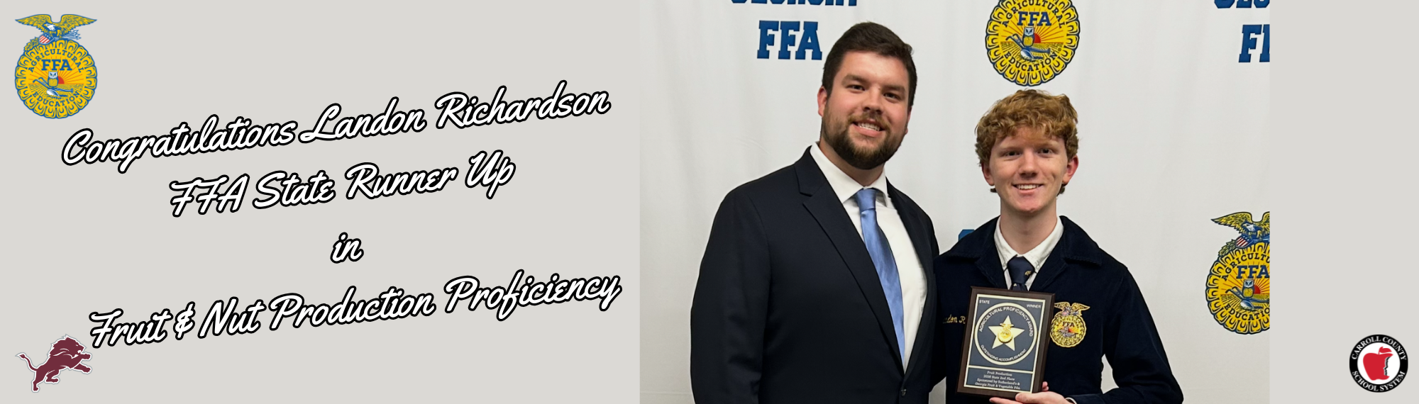 Congratulations Landon Richardson FFA State Runner Up in Fruit & Nut Production Proficiency
