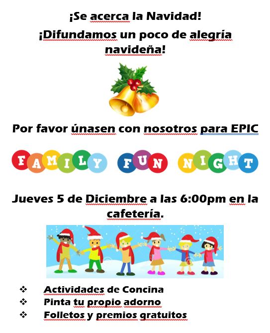 EPIC Family Fun Night Announcement in Spanish