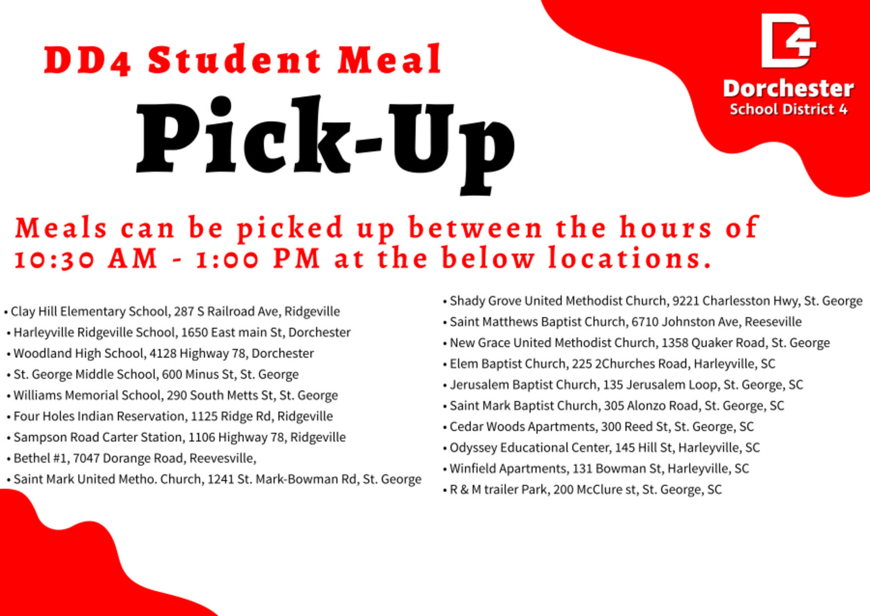Meal Pickup Information