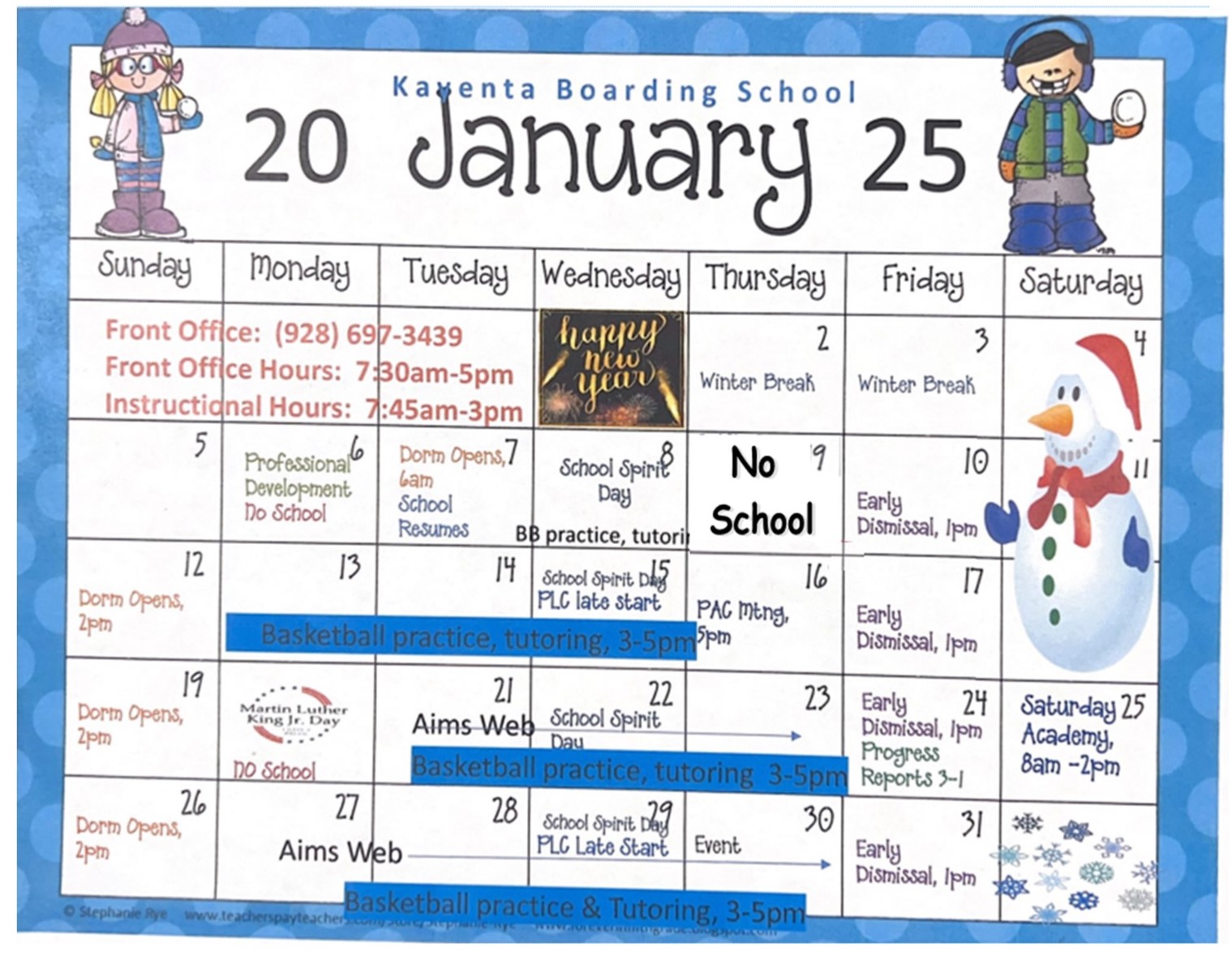 January calendar