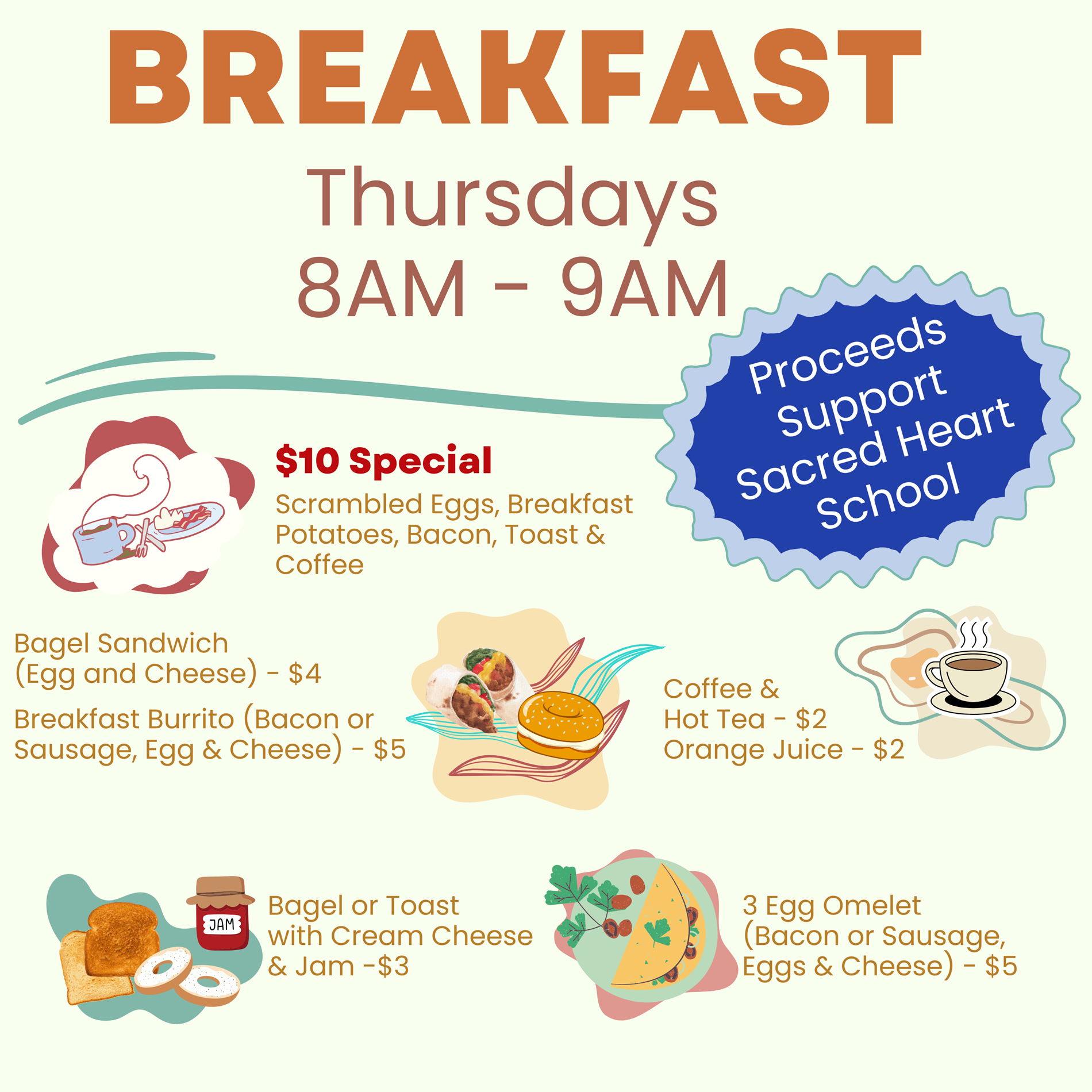 Thursday Morning Breakfast Menu