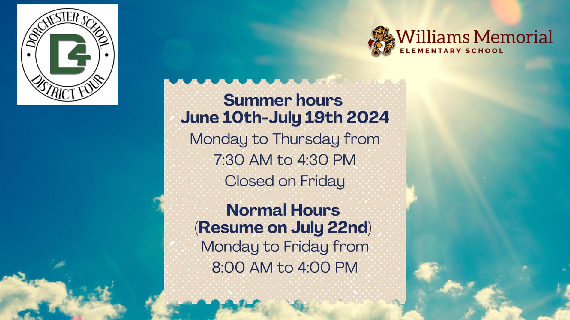 Summer Hours Information