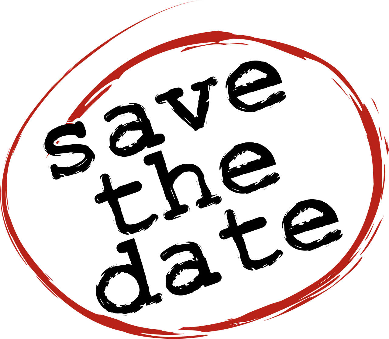 Save the Date in Red Circle