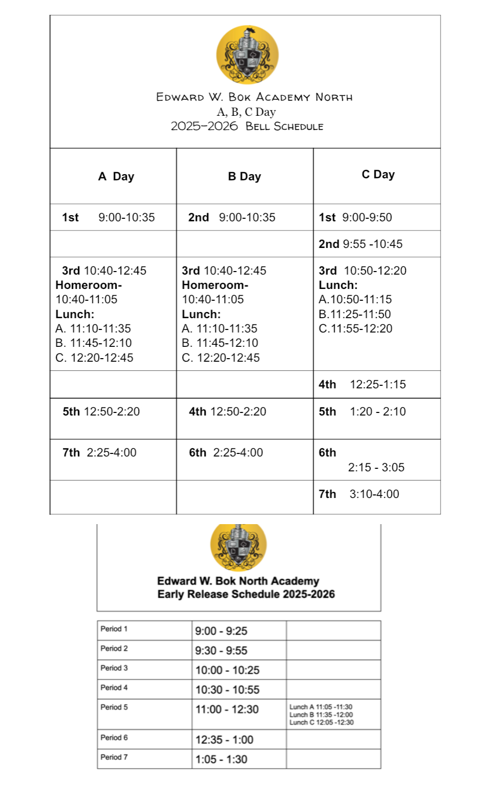 Bell Schedule Bell Schedule