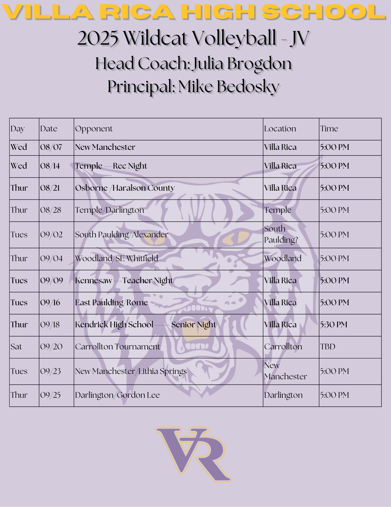 schedule