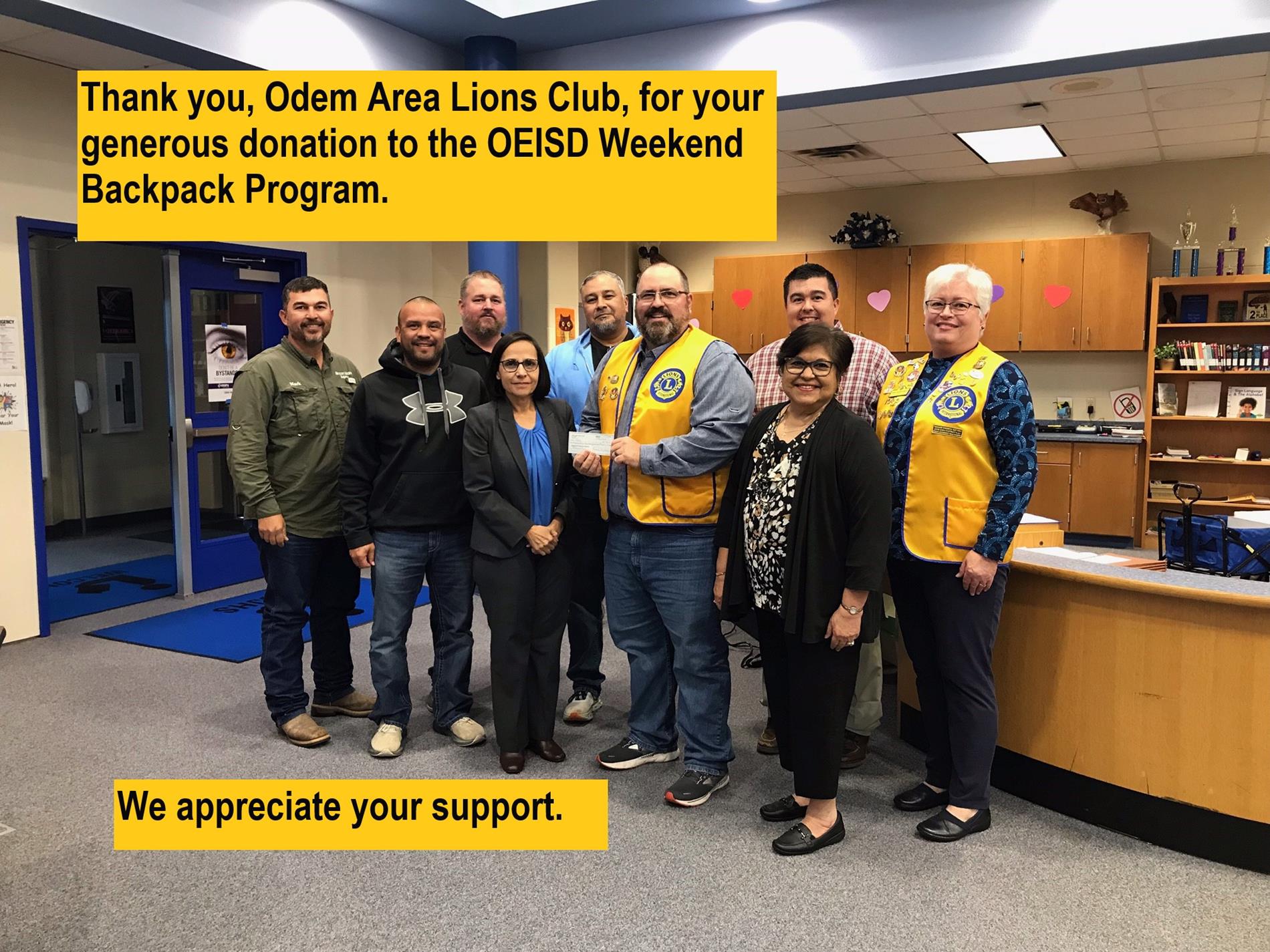 Odem Area Lions Club Donation