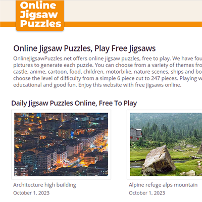 Online Jig Saw Puzzles