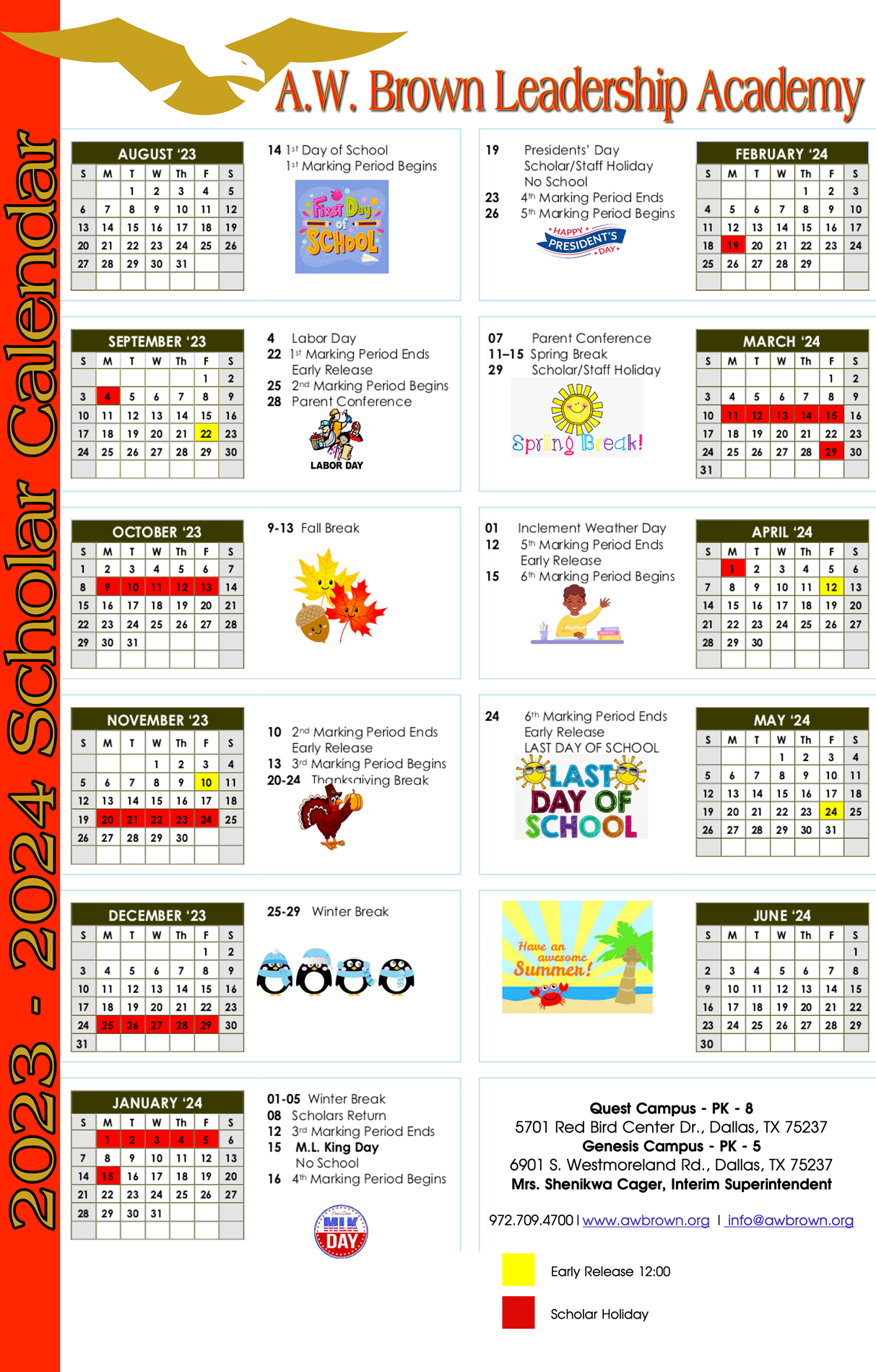 School Calendar - A.W. Brown Leadership Academy
