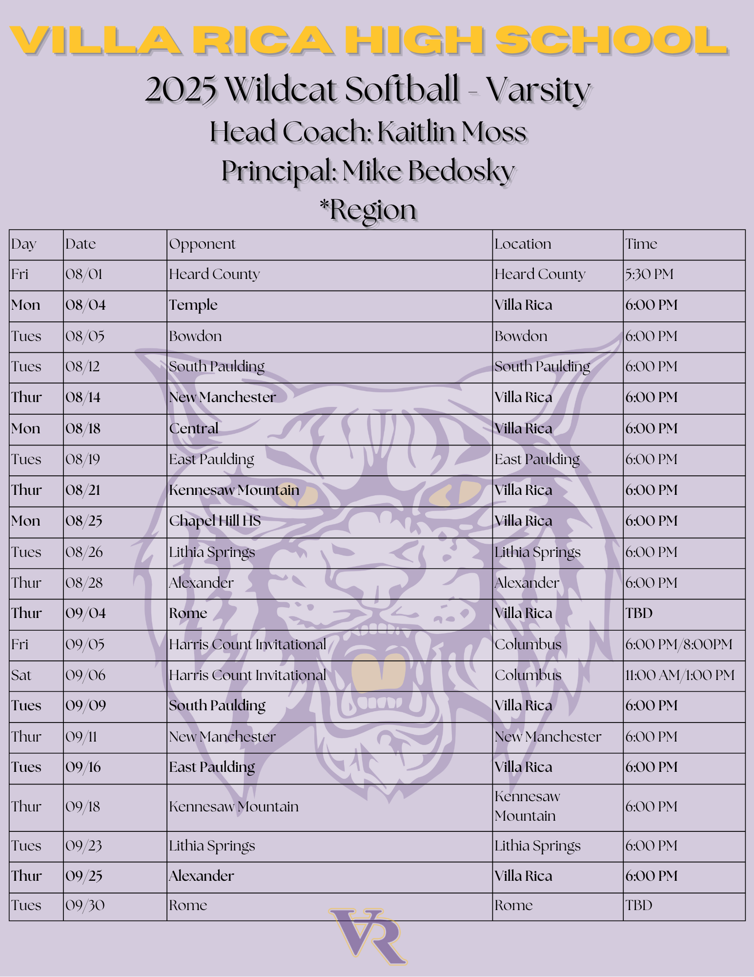 schedule