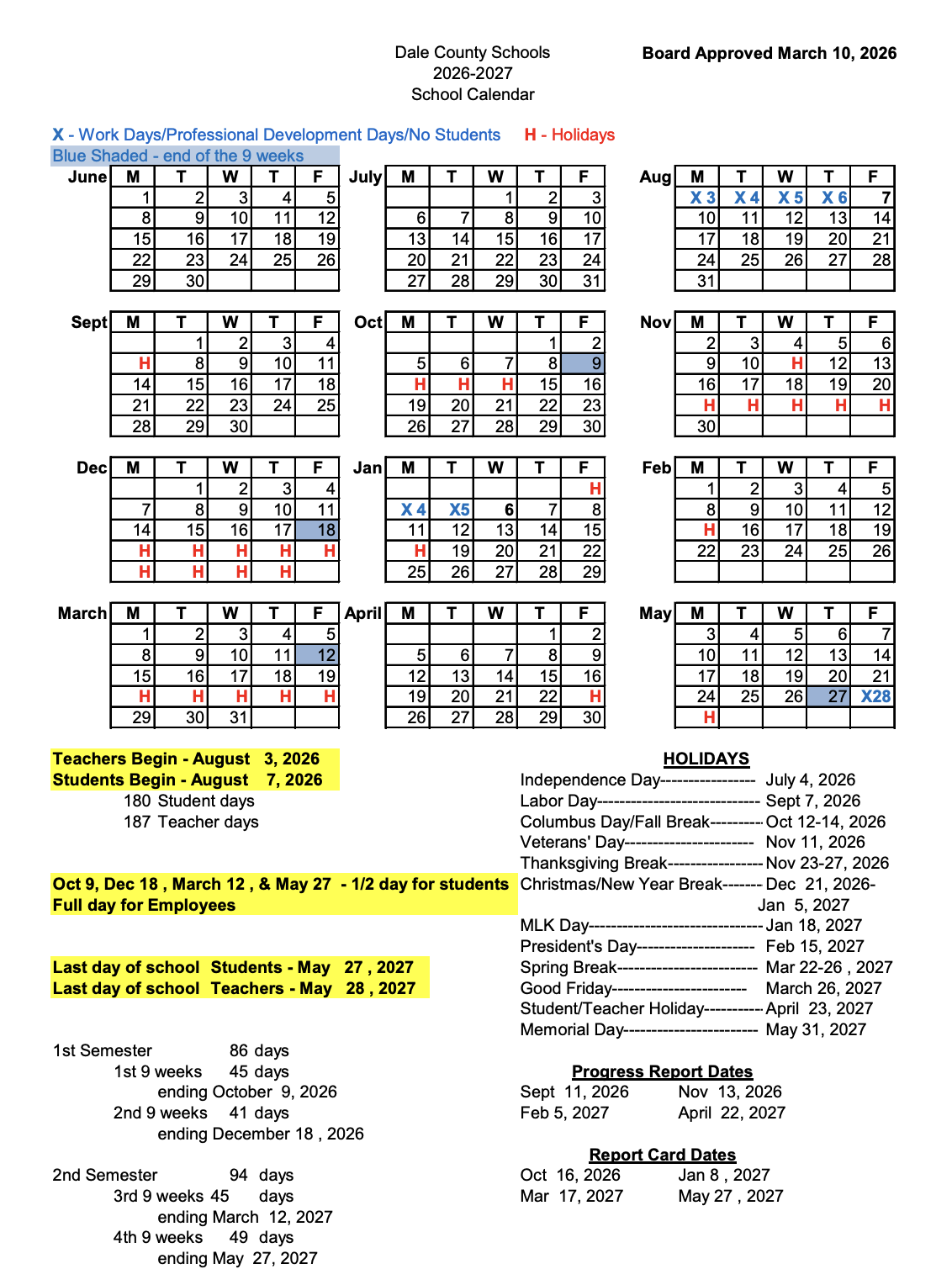 DCBOE Calendar
