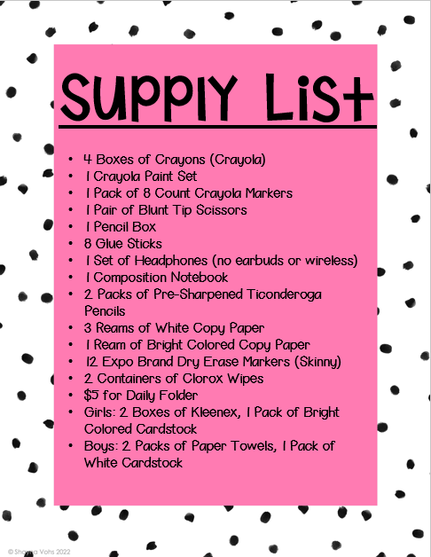 2023 Supply List