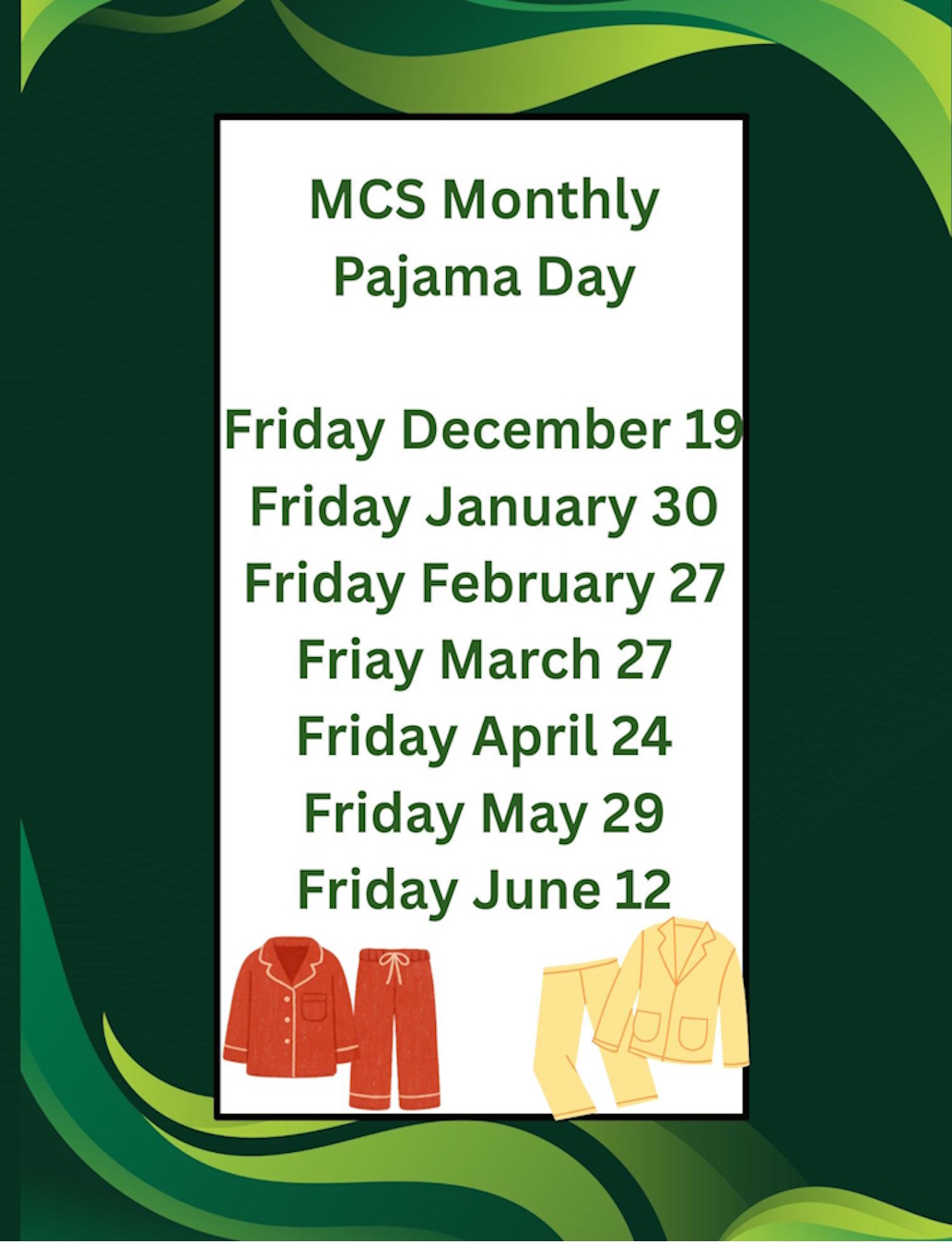 Pajama Day Flyer Pajama Day Flyer