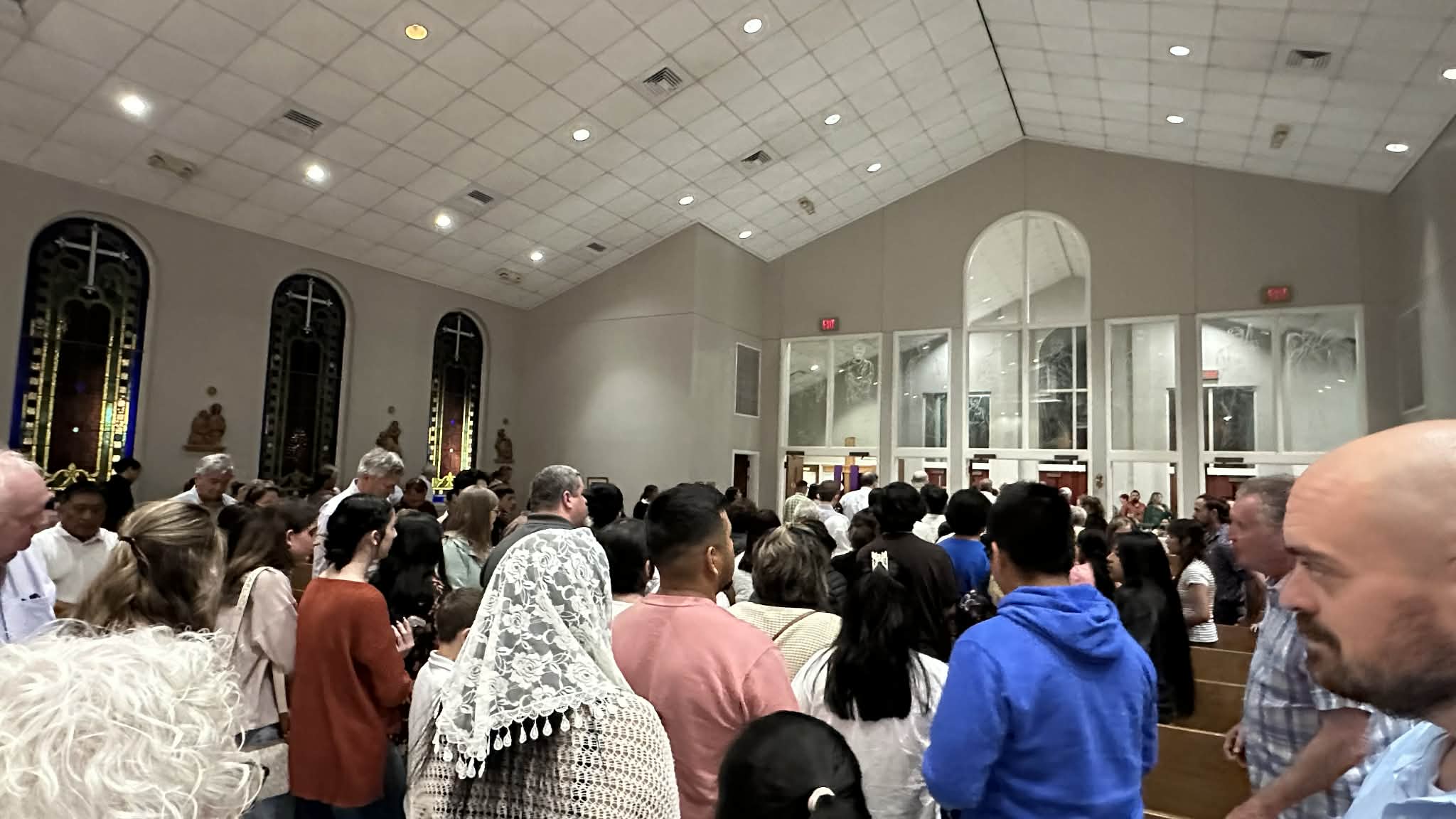 People process out of the church