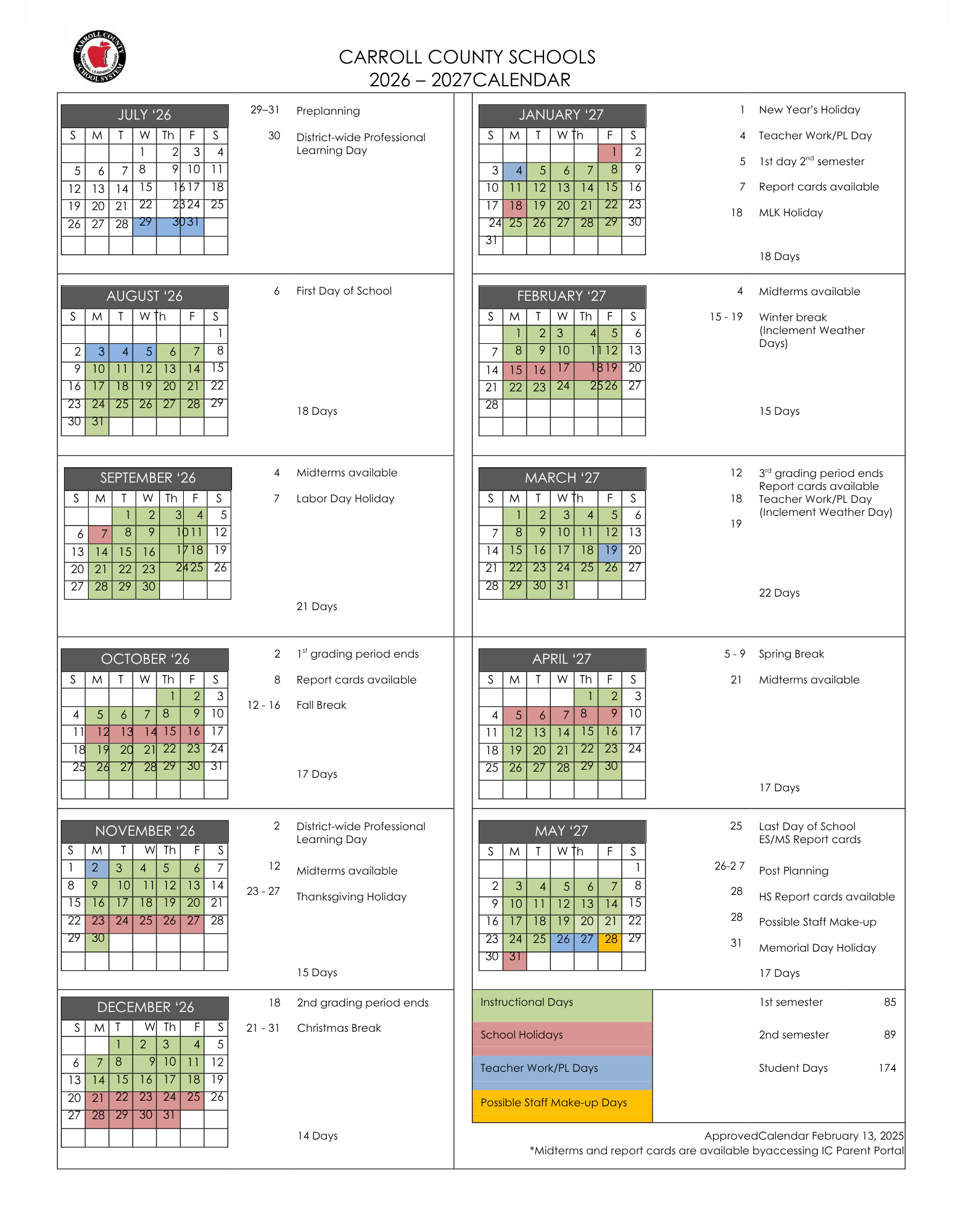 2026-2027 School Calendar
