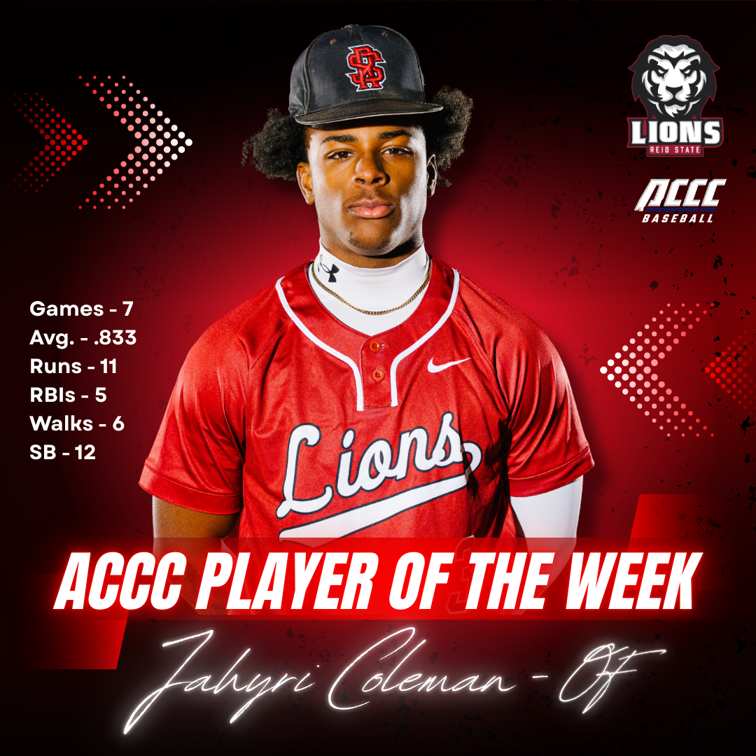 Jahyri Coleman - Outfielder is Player of the week.  Over Seven Games he hit .833 with 11 Runs, 5 RBIs, 6 walks and 12 stolen bases.