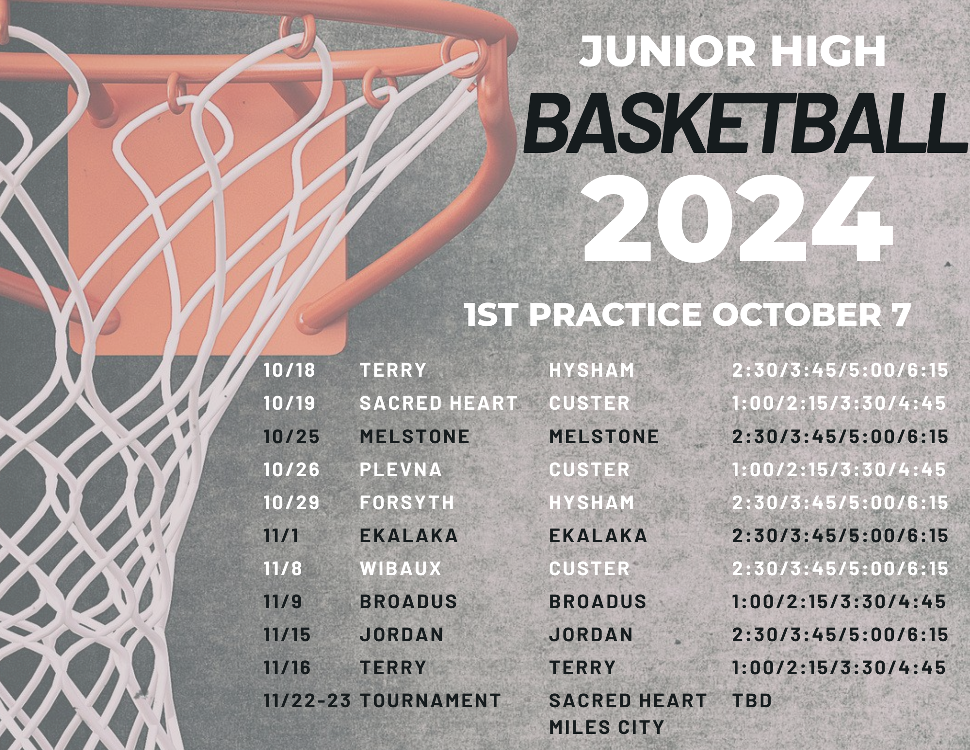 2024 JH BB schedule