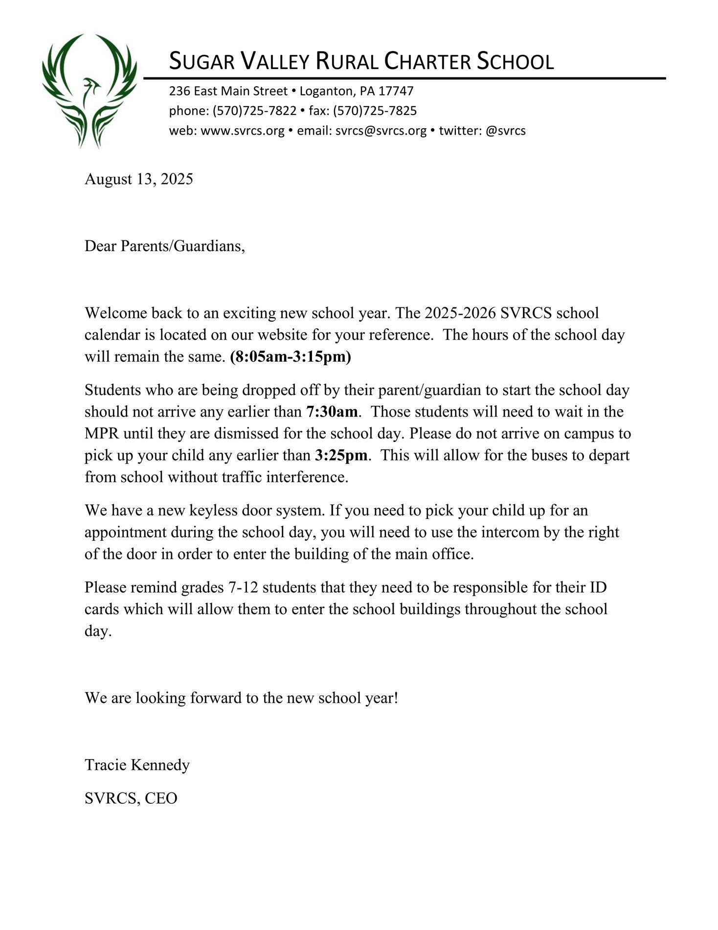 Welcome letter Welcome letter