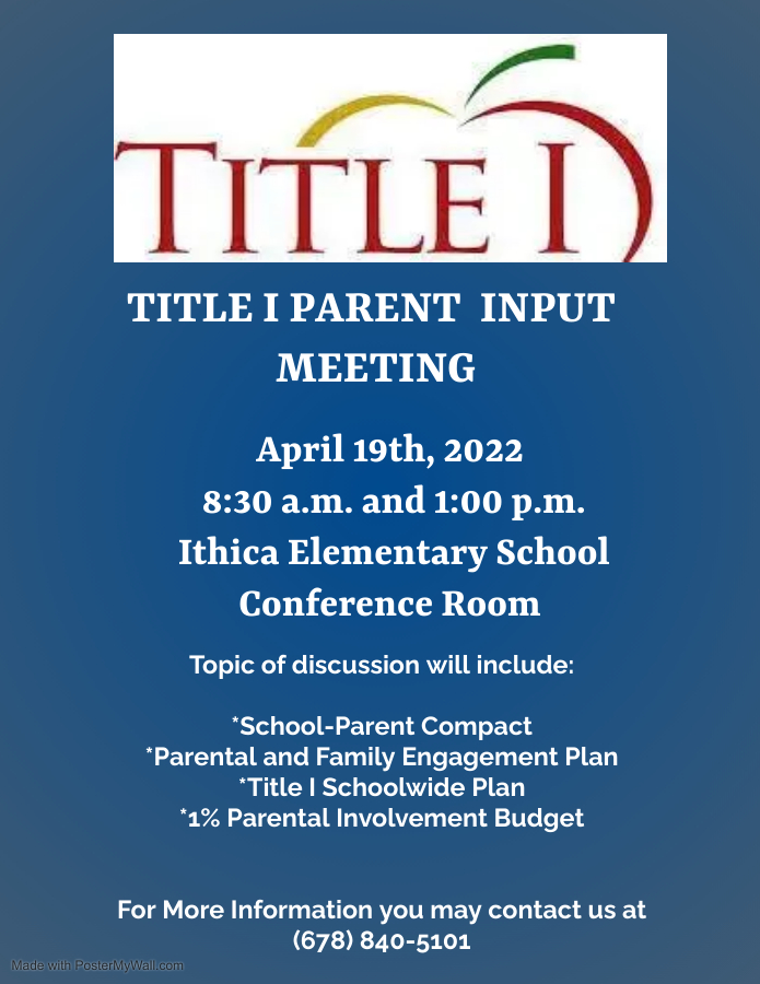 title I meeting on April 19, 2022 at 8:30 and 1:00. in the conference room at IES