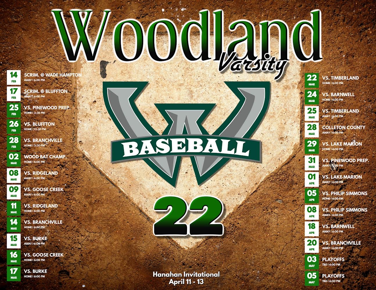 Woodland High School Varsity Baseball Schedule