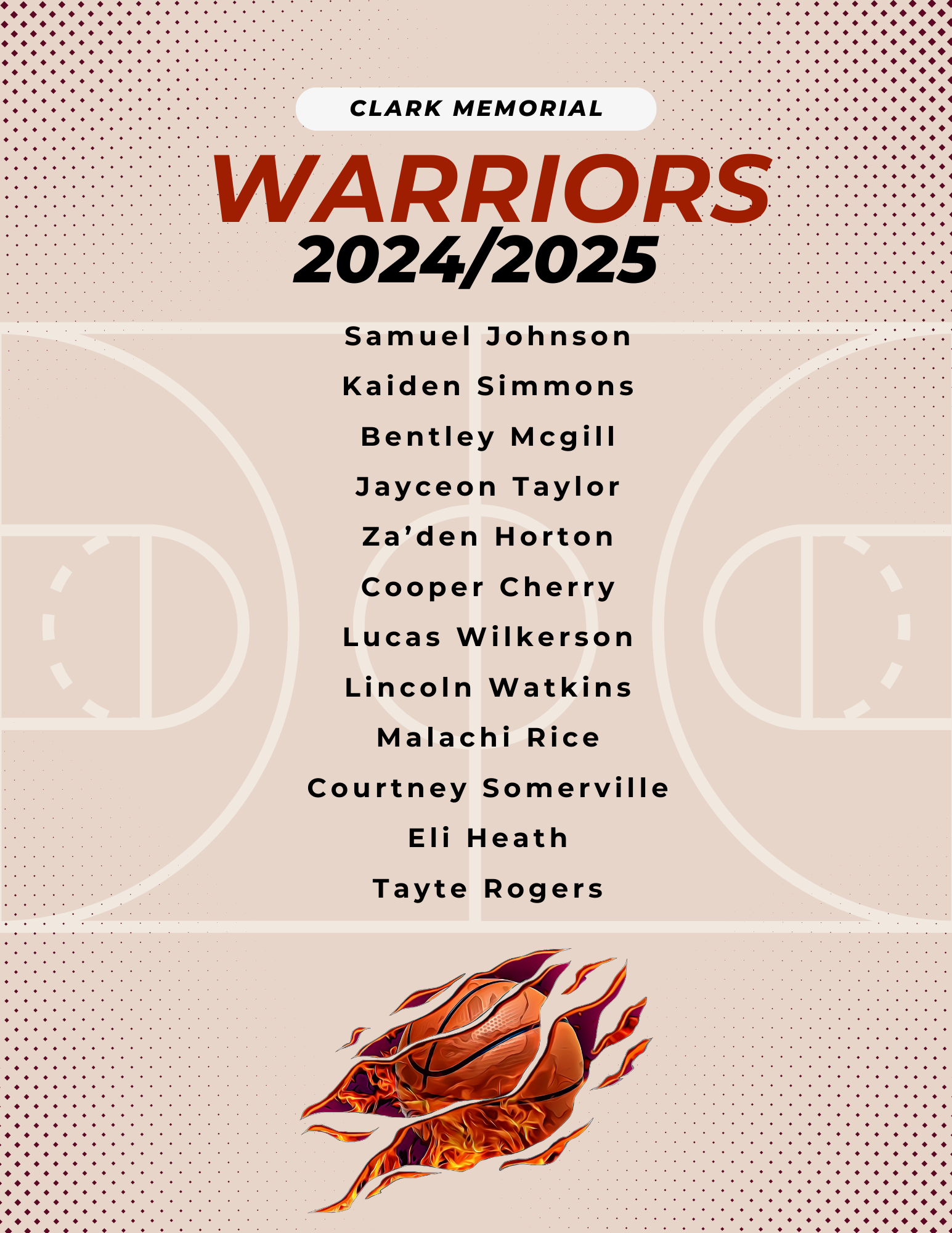 CMS 2024/2025 Warriors - Samuel Johnson - Kaiden Simmons - Bentley McGill - Jayceon Taylor - Zaden Horton - Cooper Cherry - Lucas Wilkerson - Lincoln Watkins - Malachi Rice - Courtney Somerville Eli Heath Tayte Rogers