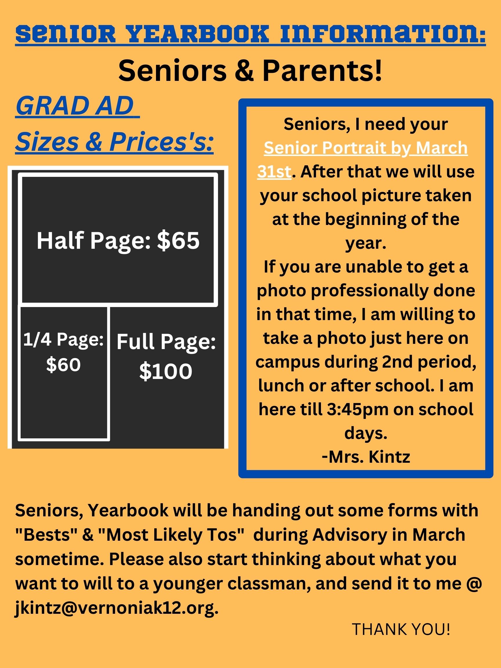 Sr Yearbook Info