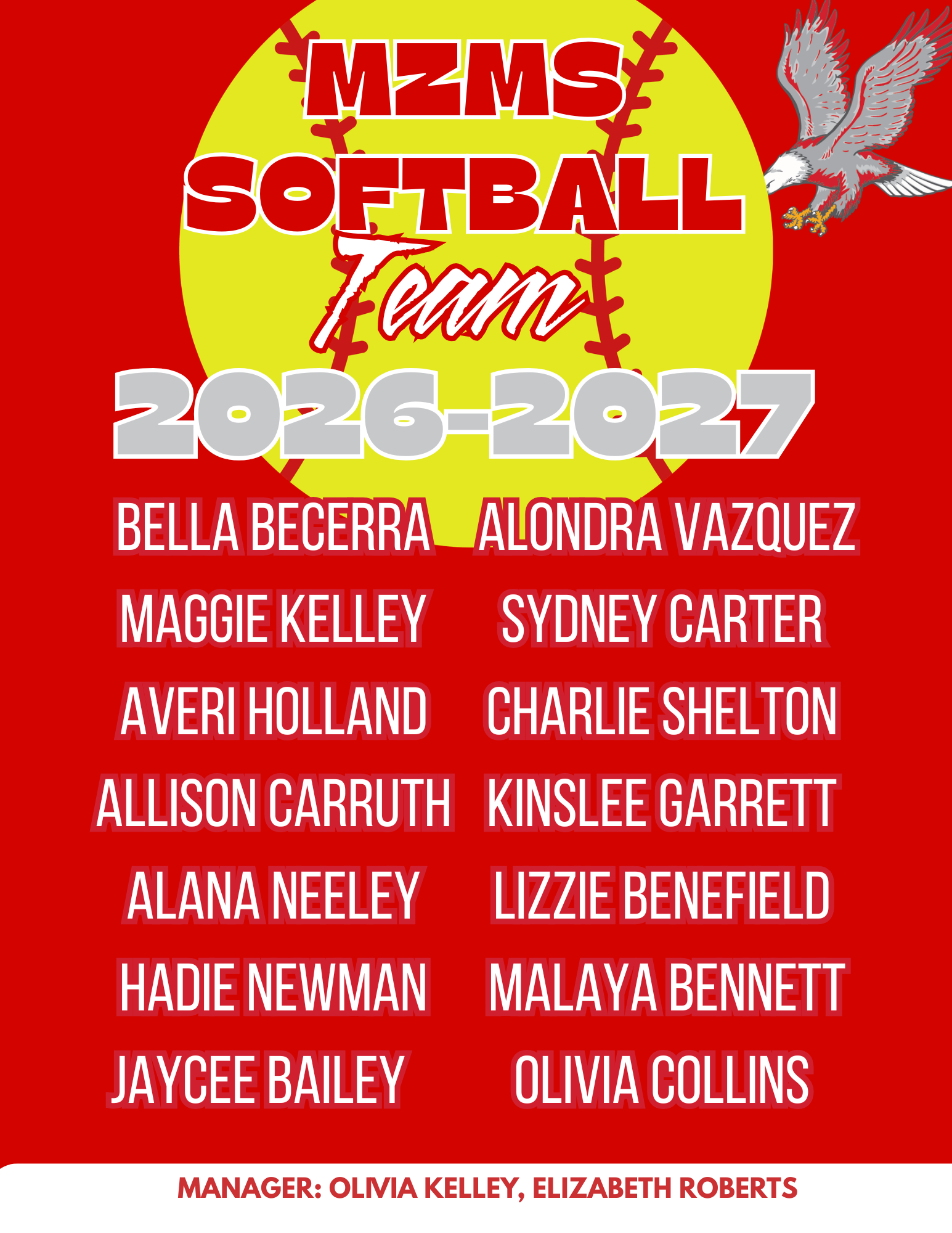 2026-2027 MZMS Softball Schedule