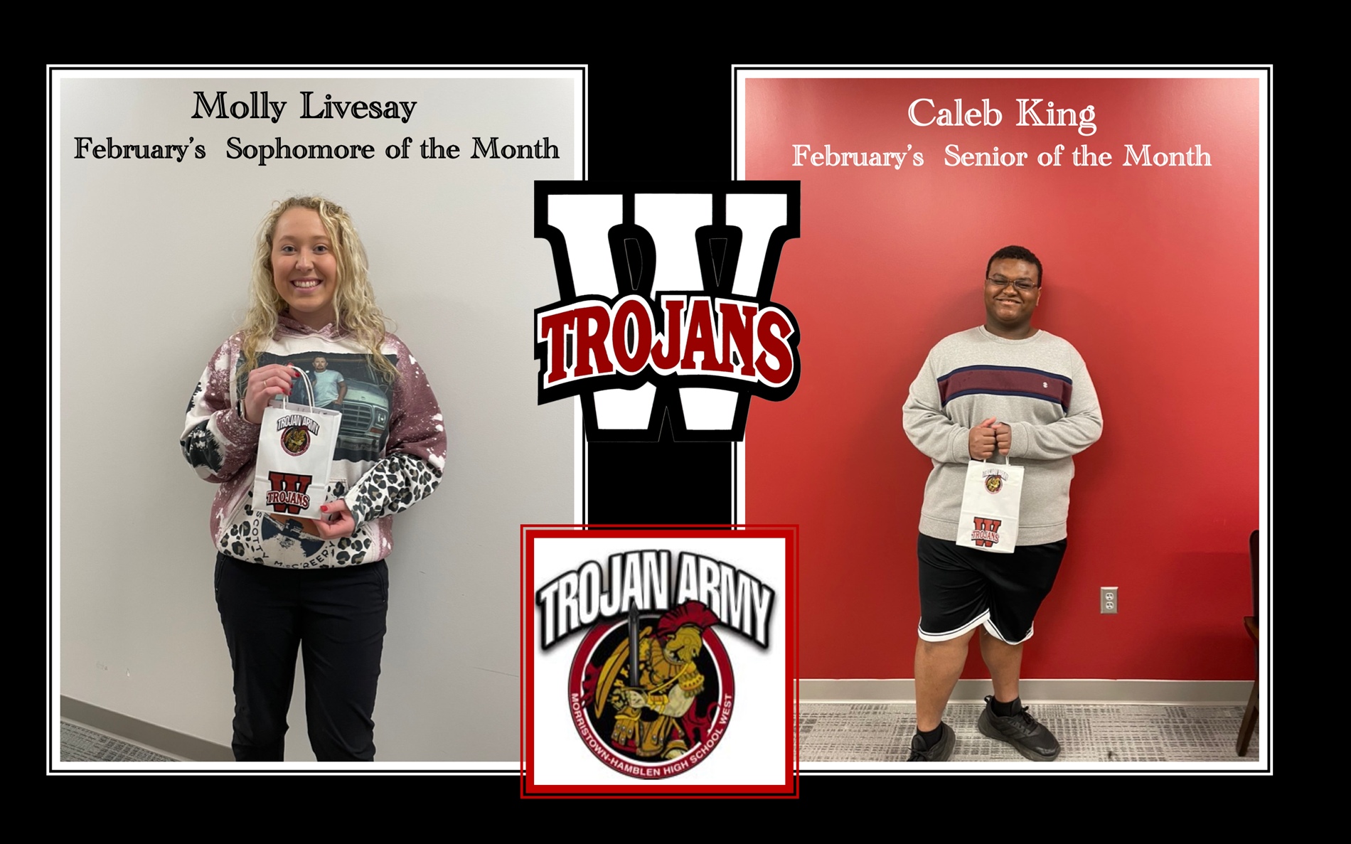 Feb. students of month Molly Livesay and Caleb King