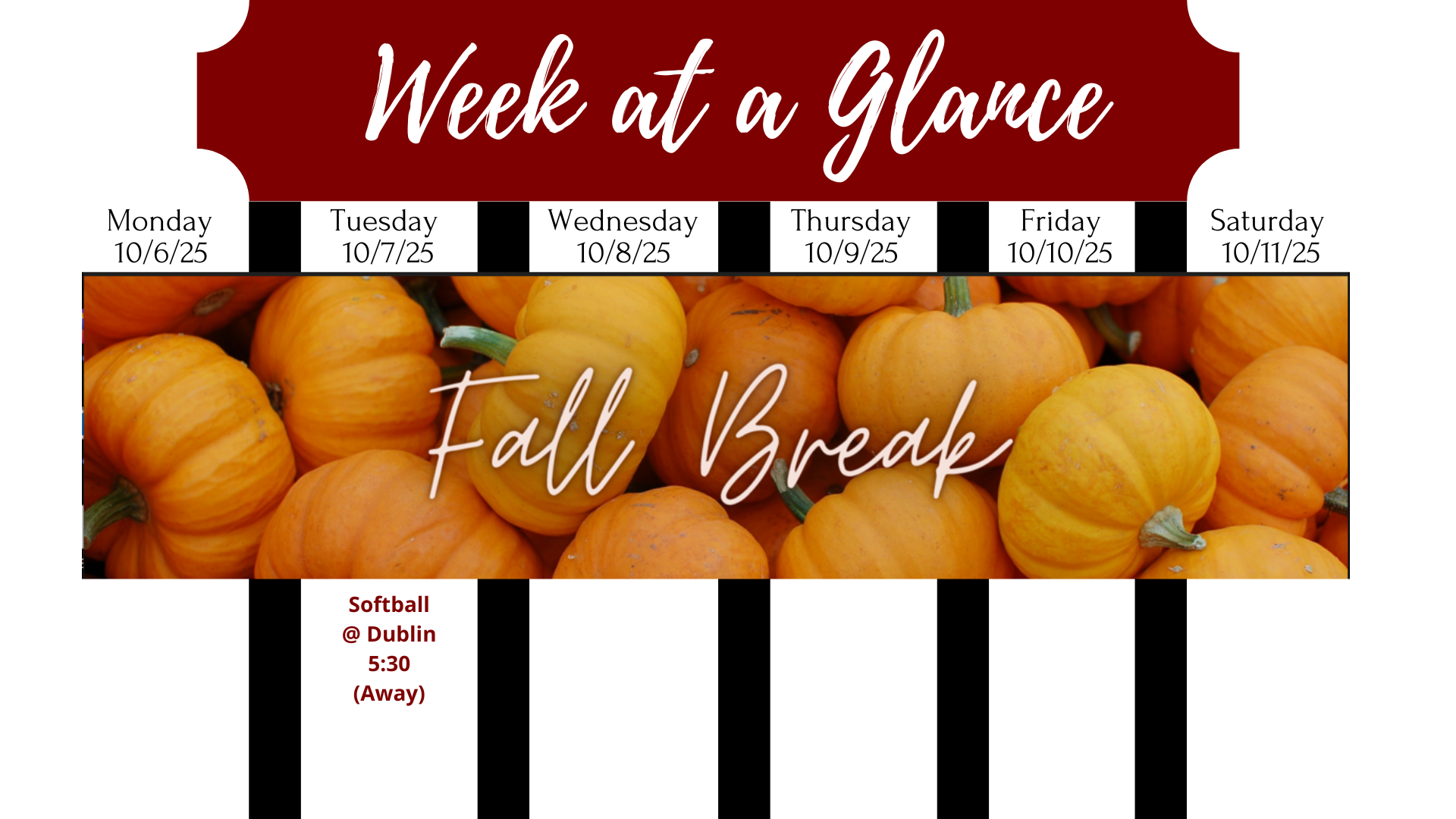 Week at a Glance Oct. 7-Oct. 11
