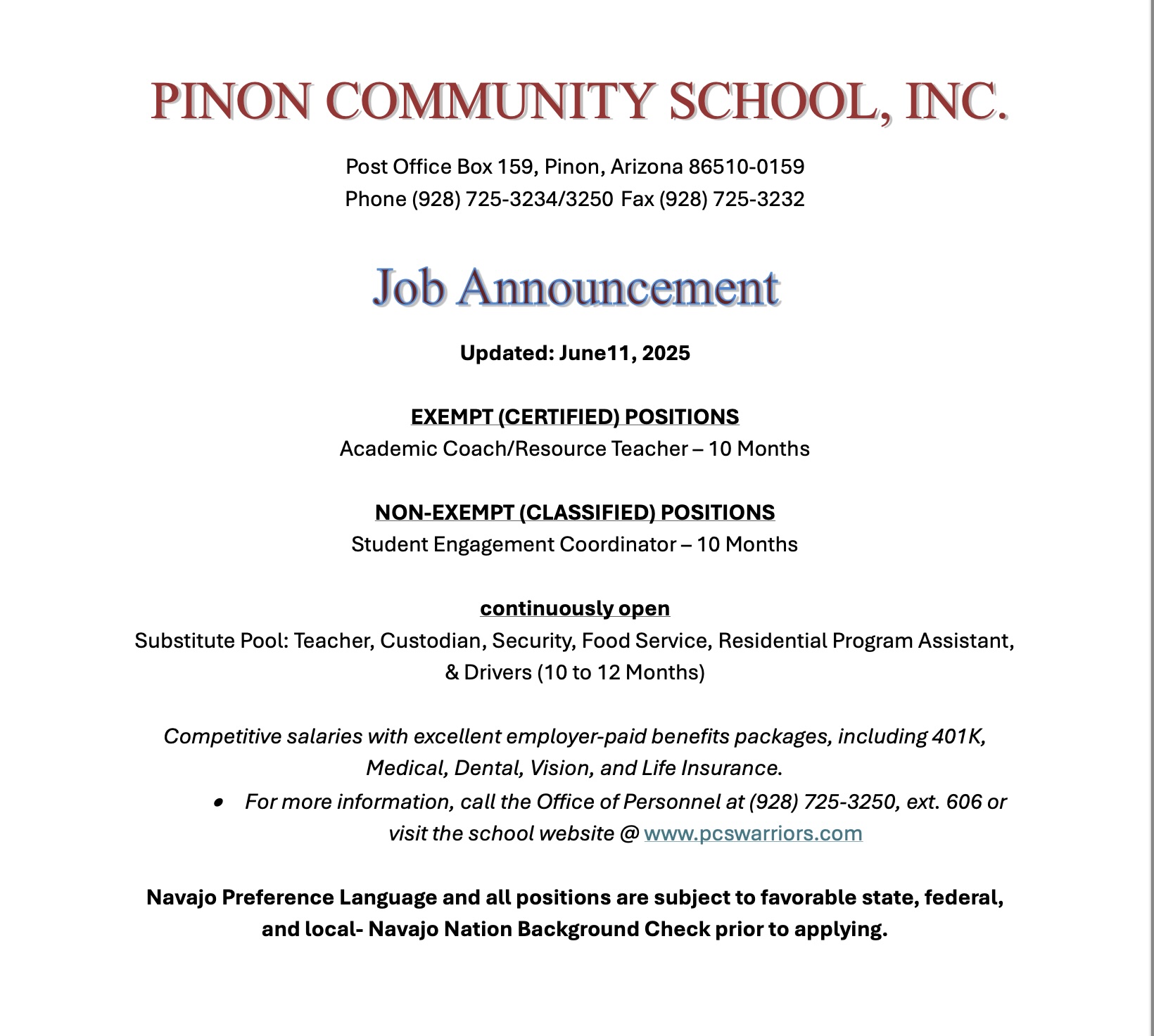 pcs job announcement pcs job announcement