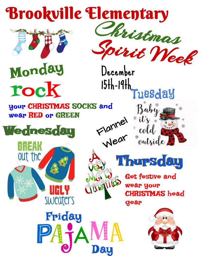 christmas spirit week days 