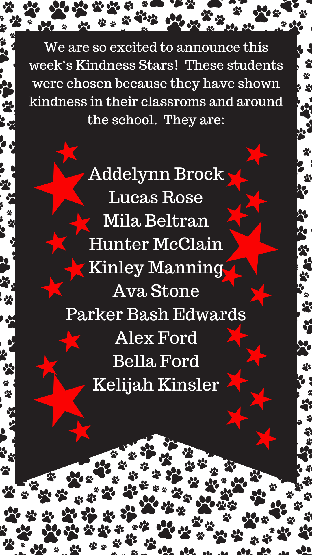 Kindness Stars of the Week Kindness Stars of the Week