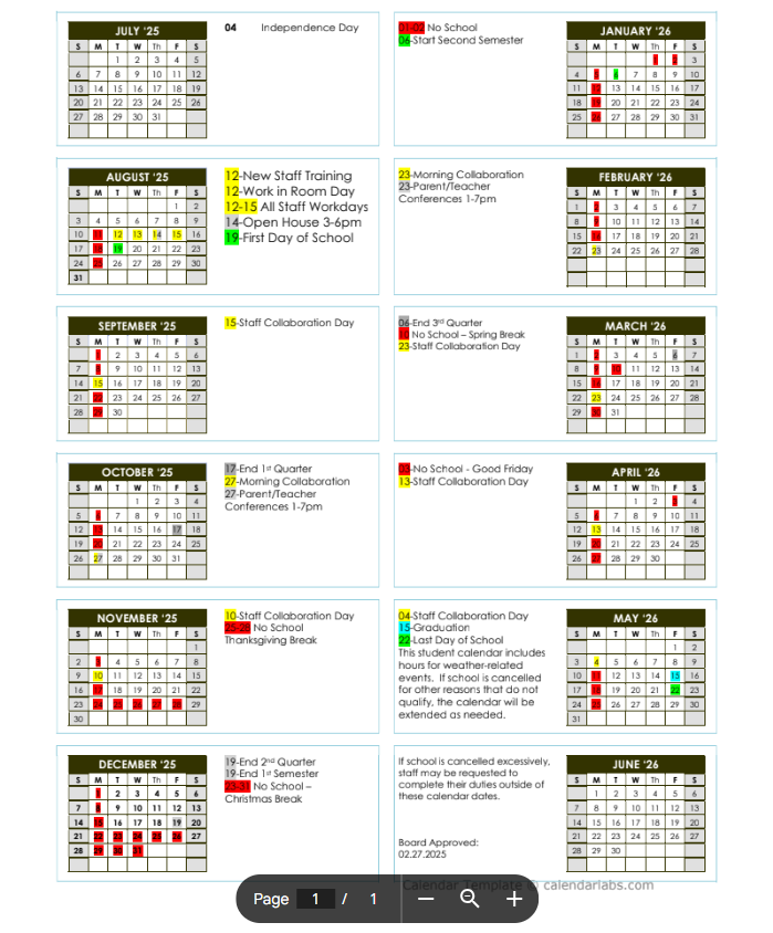2025-2026 Calendar