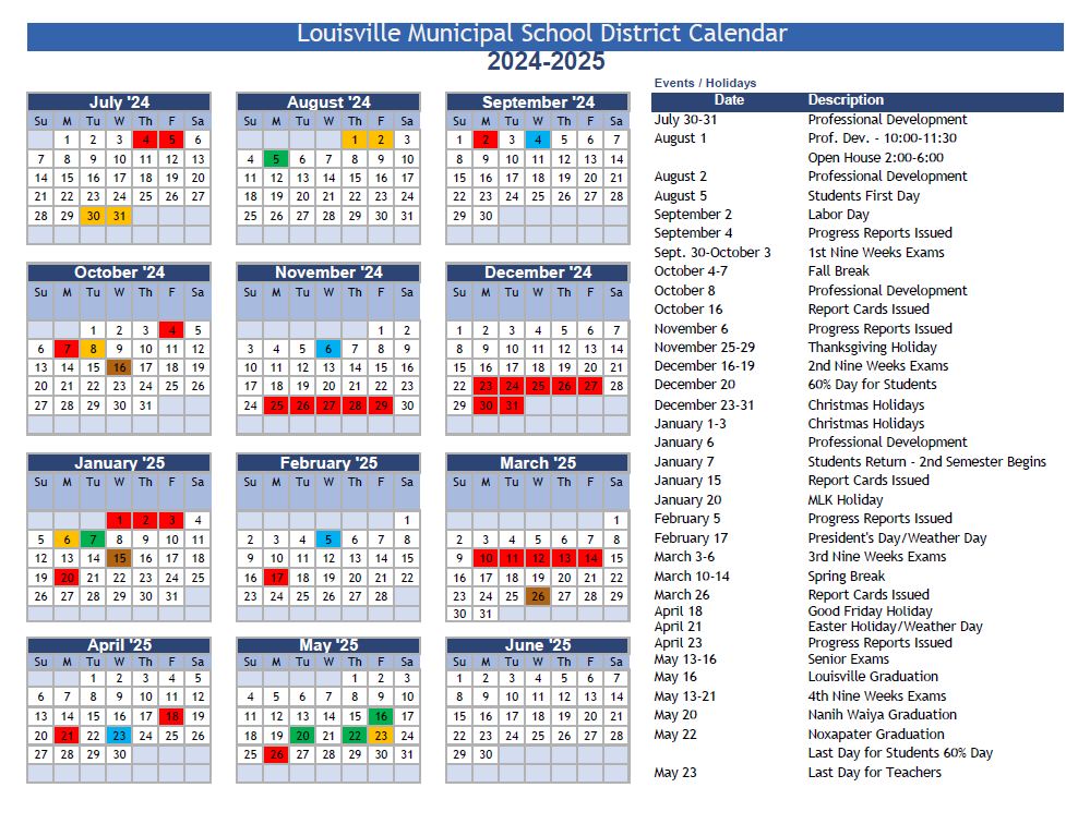 School Calendar 2024-2025