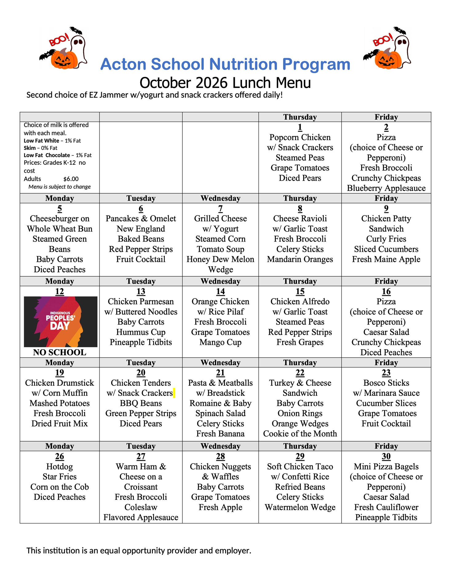 lunch menu