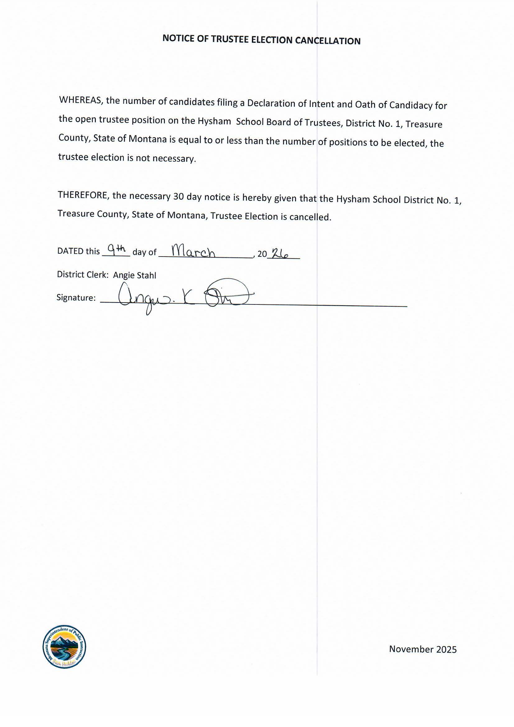 election cancellation