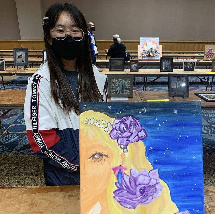 student with painting
