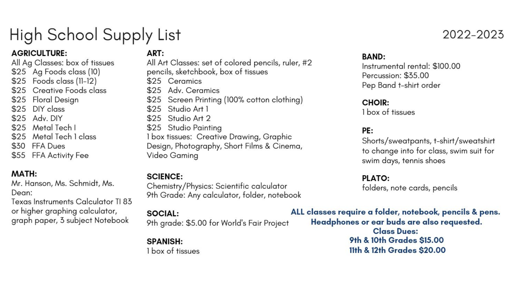 Supply List