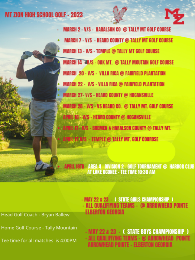 Golf Schedule 2023