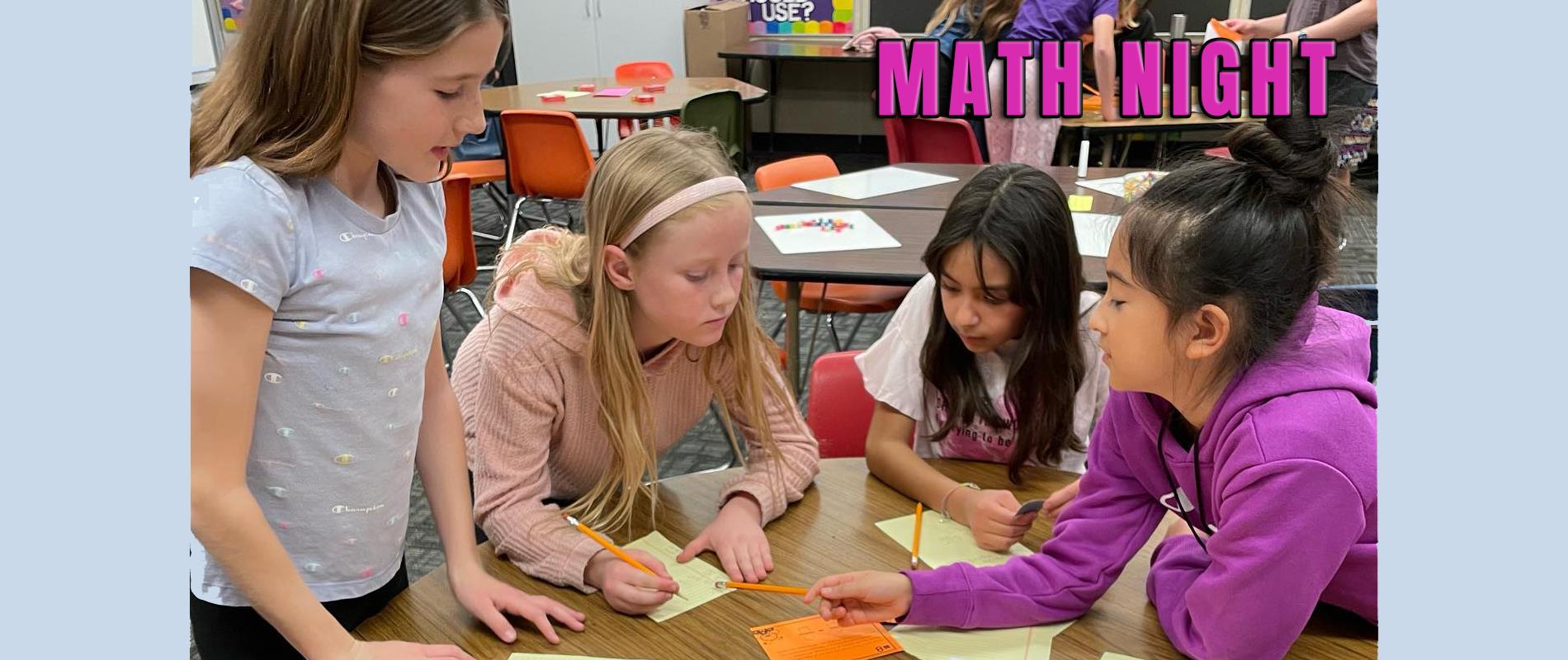 Students working together at Math Night