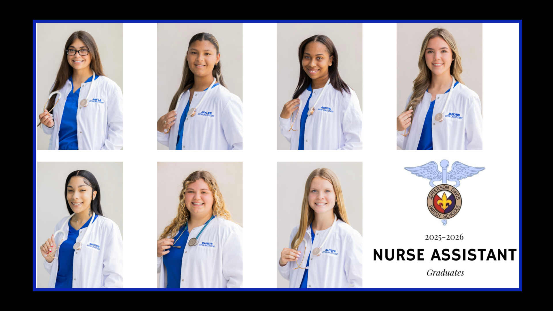 Congratulations to Jefferson Davis Parish 2025-2026 Nurse Assistant Graduates.