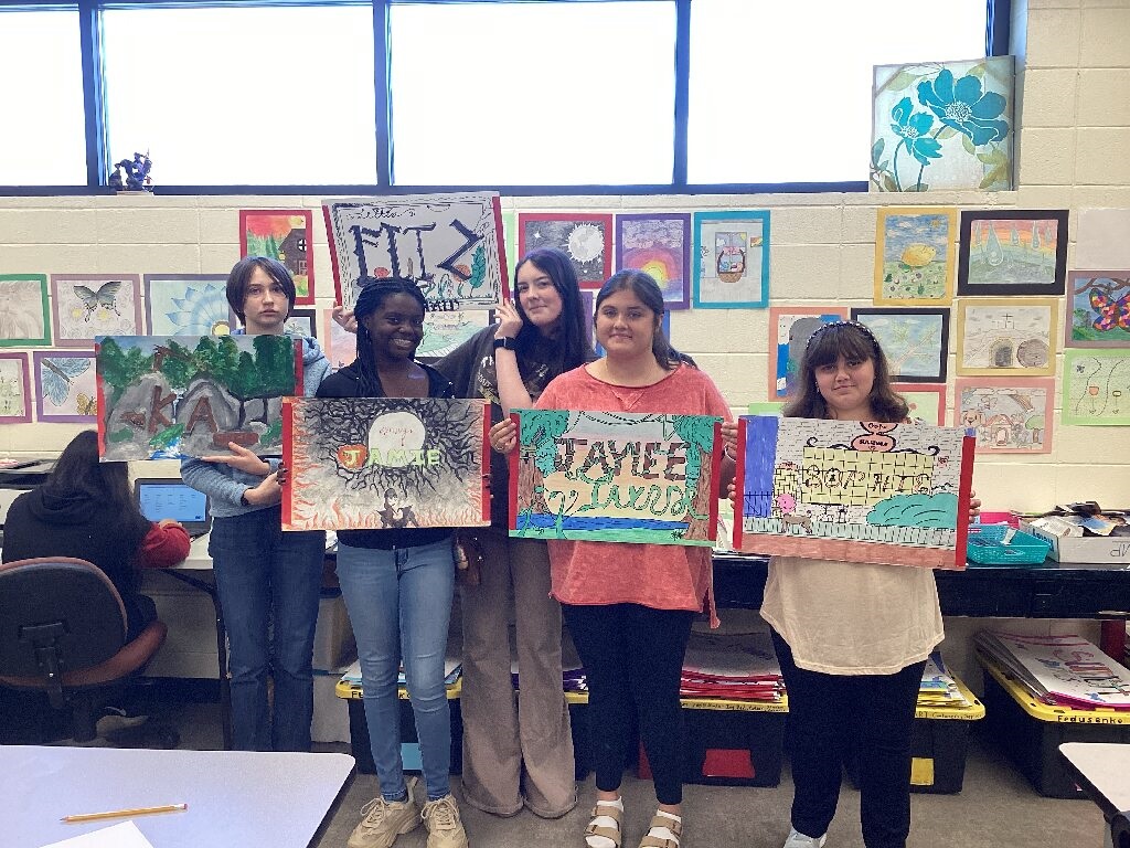 Art Students with their Portfolio