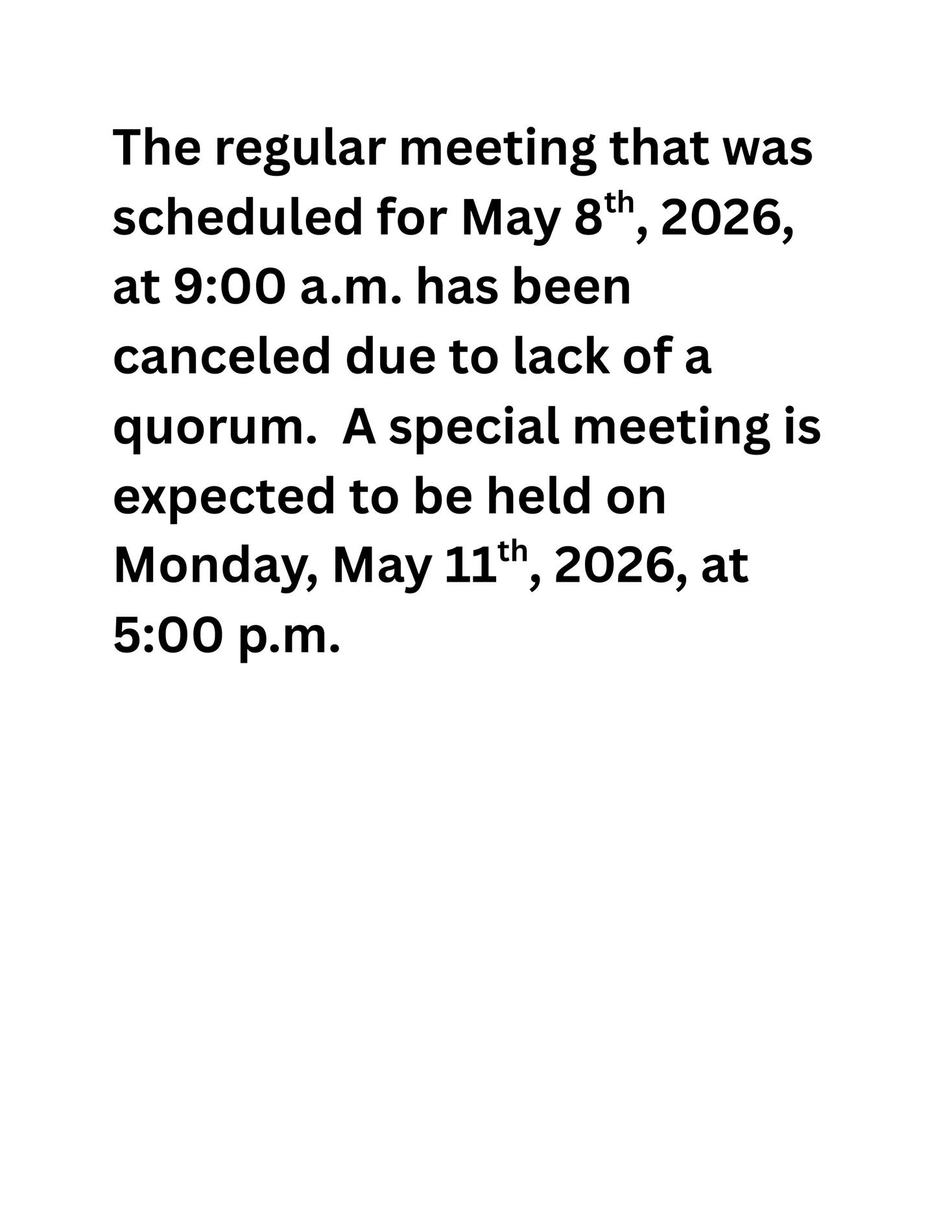 No Board Meeting