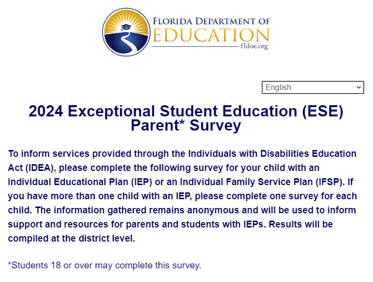 2024 Exceptional Student Education Parent Survey
