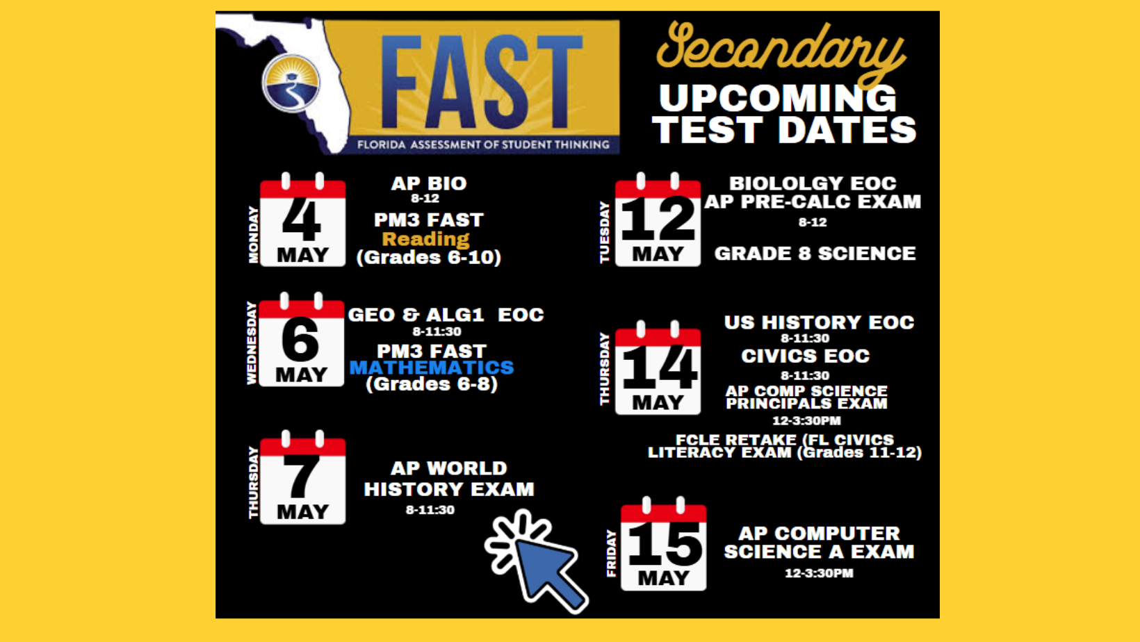 Secondary Fast dates
