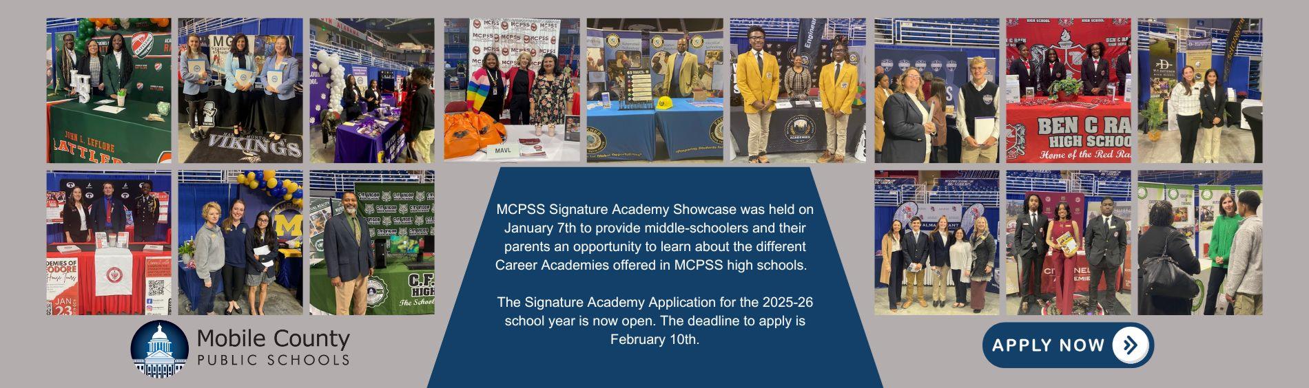 MCPSS Signature Academy Showcase was held on January 7th to provide middle-schoolers and their parents an opportunity to learn about the different Career Academies offered in MCPSS high schools. The Signature Academy Application for the 2025-26 school year is now open. The deadline to apply is February 10th.